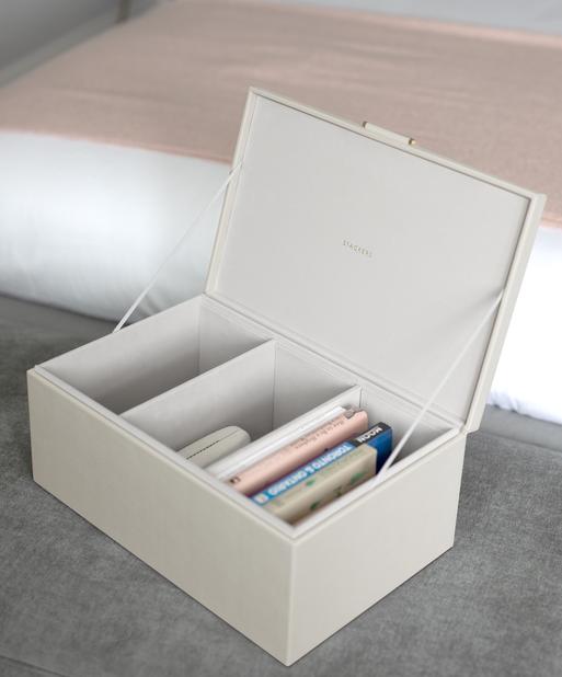 Oatmeal & Brushed Gold Medium Storage Box