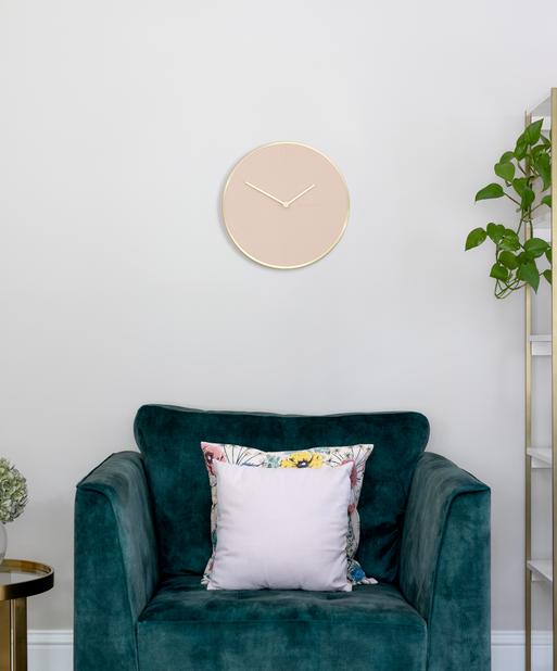 Blush Pink & Brushed Gold PU Clock