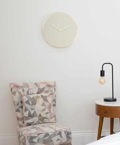 Oatmeal & Brushed Gold PU Clock