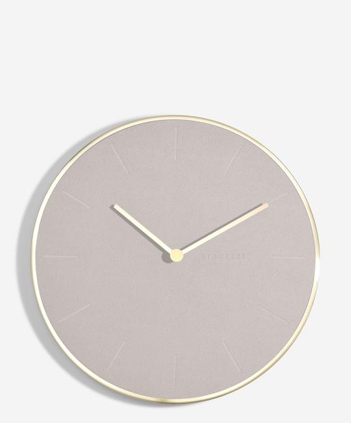 Taupe & Brushed Gold PU Clock