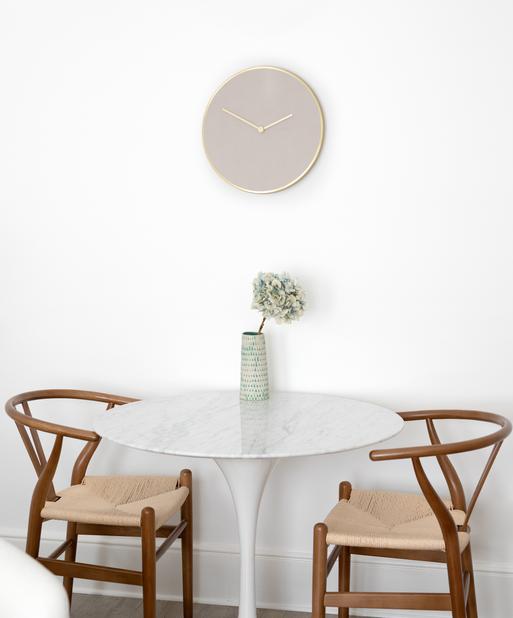 Taupe & Brushed Gold PU Clock