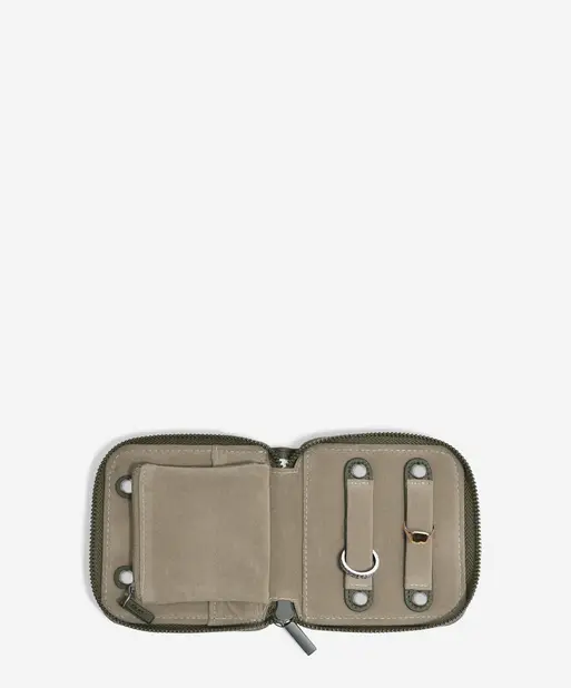 Olive Green Compact Jewellery Roll