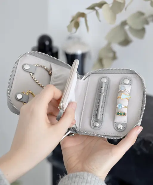 Pebble Grey Compact Jewellery Roll