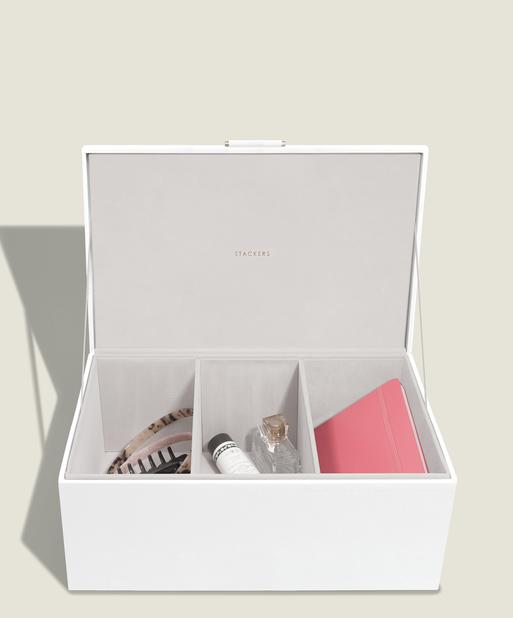 Pebble White & Brushed Gold Medium Storage Box