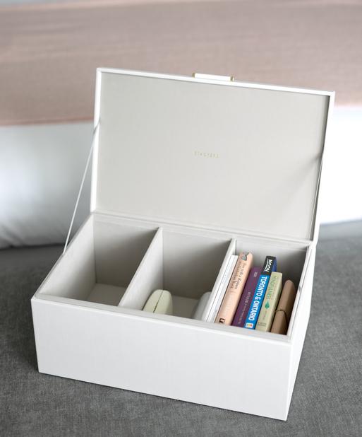 Pebble White & Brushed Gold Medium Storage Box
