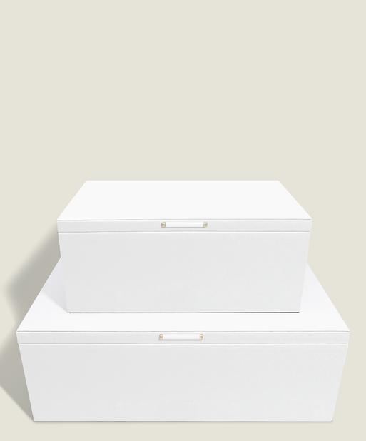 Pebble White & Brushed Gold Set of 2 Storage Boxes