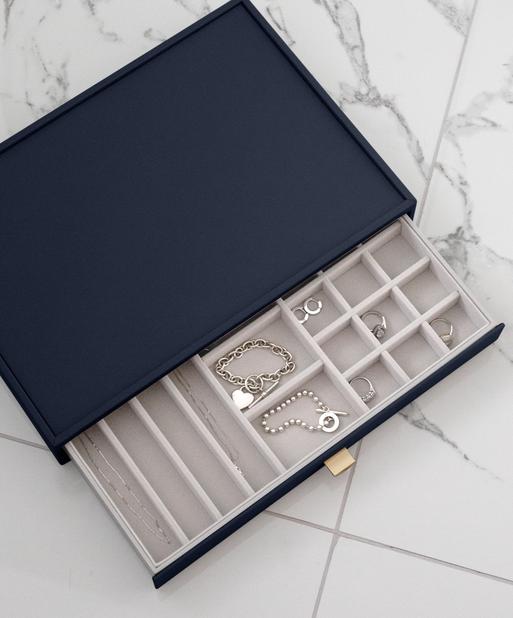 Navy Pebble Supersize All In One Jewellery Drawer Layer