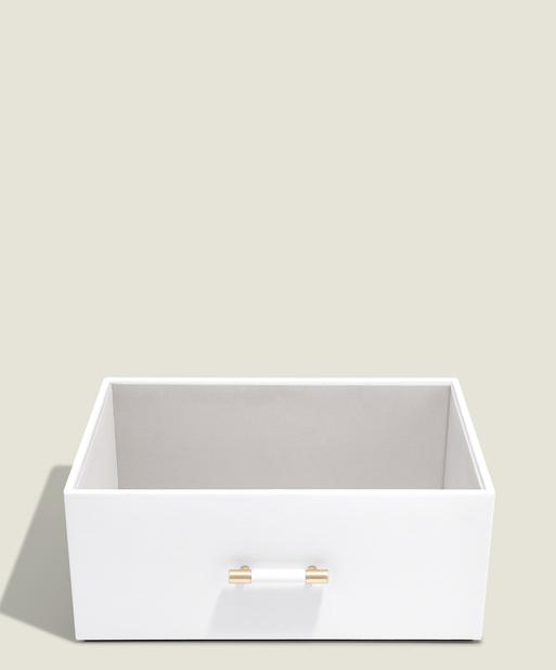 Pebble White Storage Box with Handle