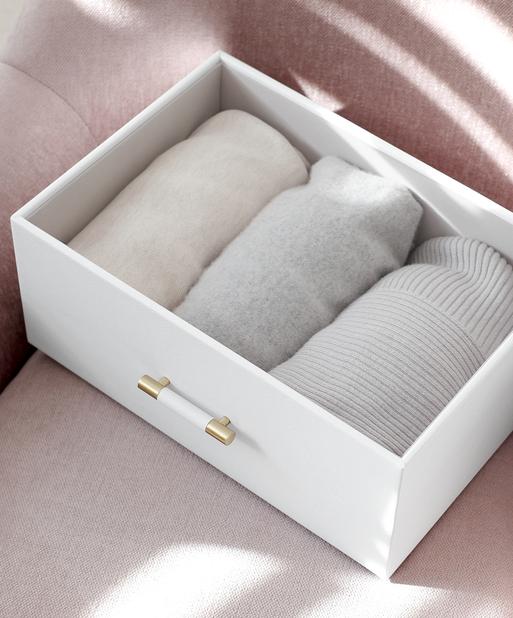 Pebble White Storage Box with Handle
