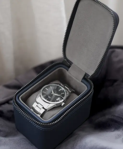 Navy Blue Small Zipped Watch Box