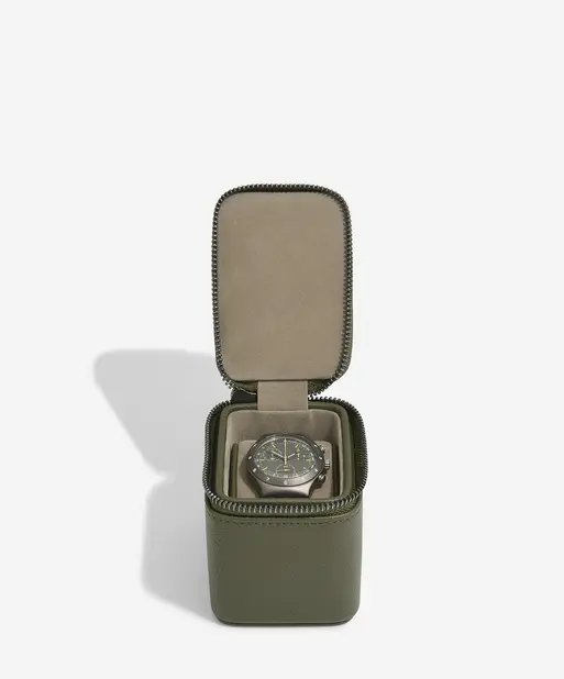Olive Green Small Zipped Watch Box