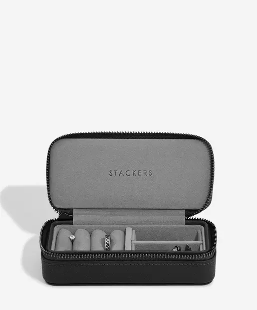 Black Medium Zipped Travel Jewellery Box - Men's