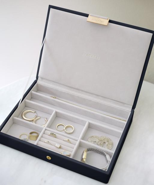 Navy Pebble Classic Jewellery Box Lid