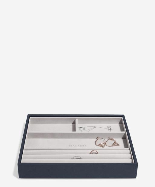 Navy Pebble Classic Ring & Bracelet Layer