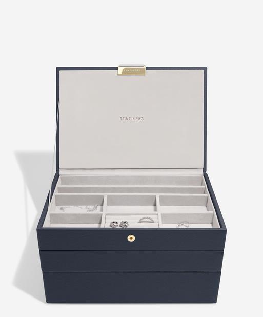 Navy Blue Classic Jewellery Box Set of 3