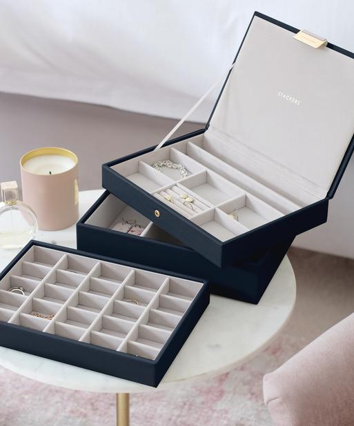 Navy Blue Classic Jewellery Box Set of 3