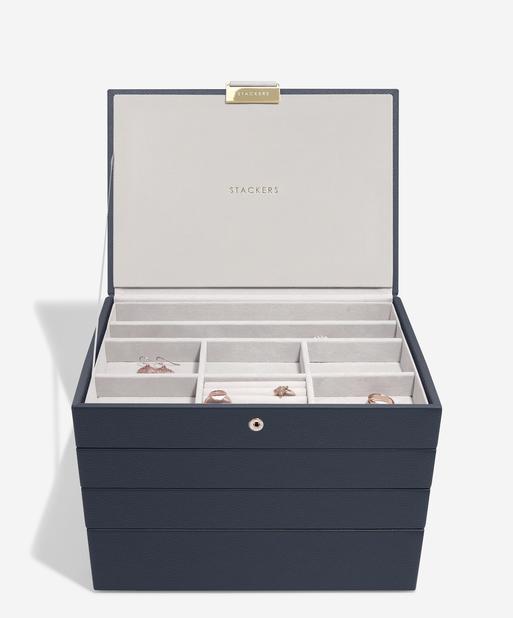 Navy Pebble Classic Jewellery Box Set of 4