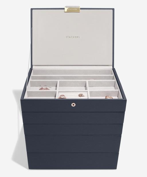 Navy Pebble Classic Jewellery Box Set of 5