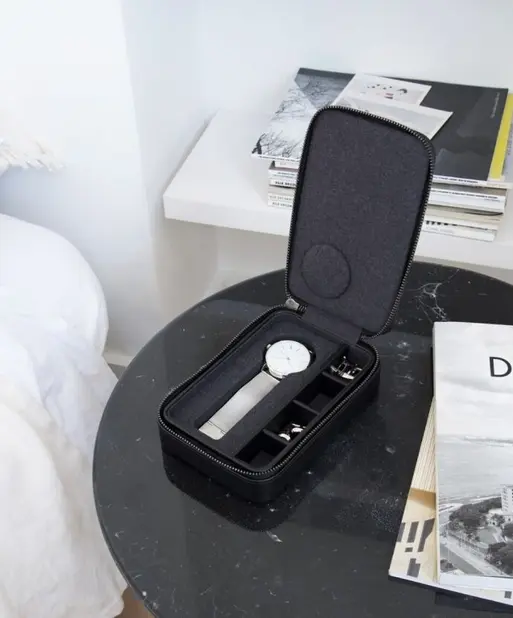 Black Travel Watch & Cufflink Box