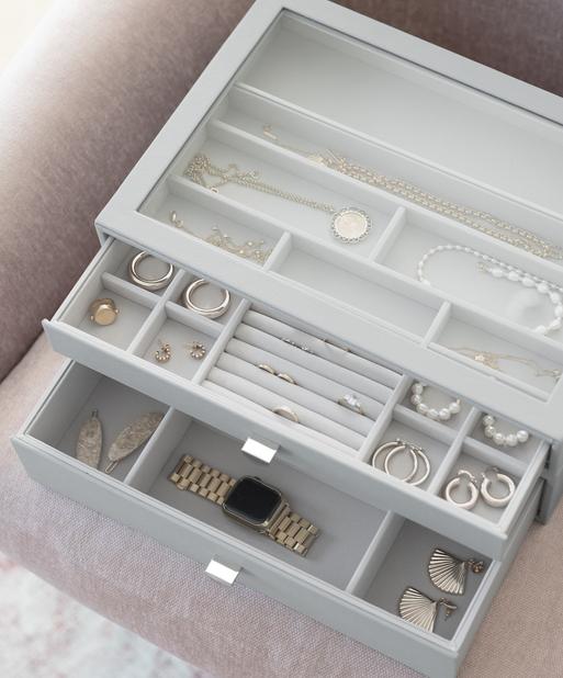 Pebble Grey Supersize Display Jewellery Box Set of 2