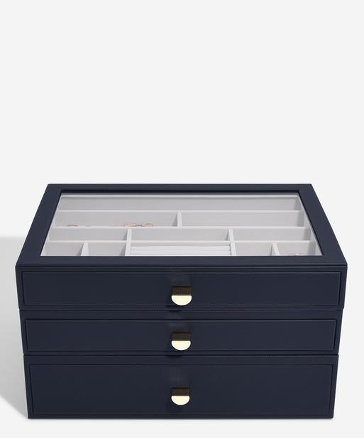 Navy Blue Supersize Display Jewellery Box Set of 3
