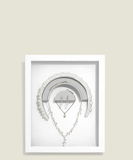 White Jewellery Glass Display Frame