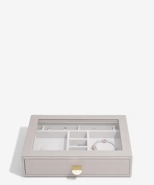Szkatułka na charmsy Stackers classic taupe z szufladą i szklaną pokrywką