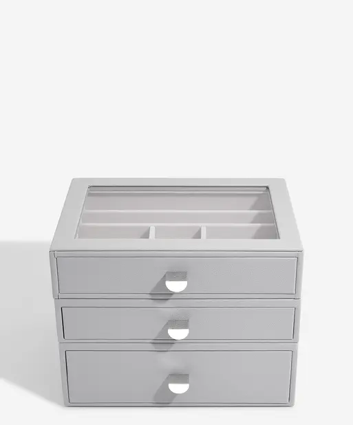 Pebble Grey Classic Display Jewellery Box Set of 3