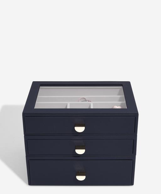 Navy Blue Classic Display Jewellery Box Set of 3