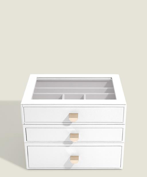 Pebble White Classic Display Jewellery Box Set of 3
