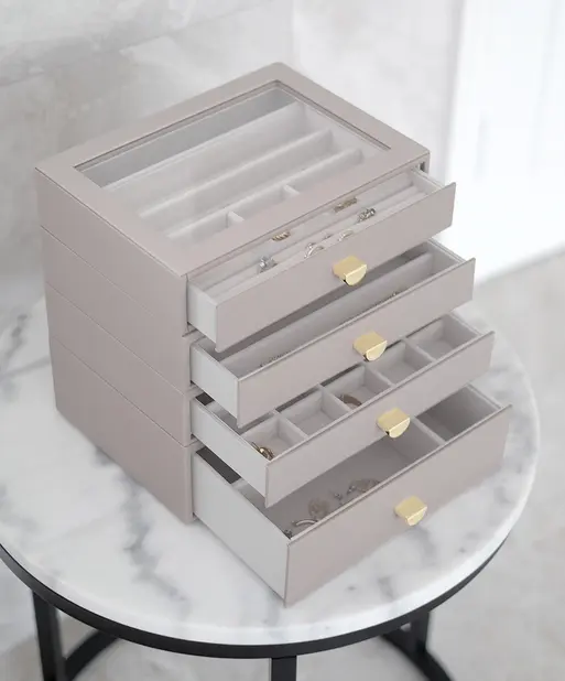 Taupe Classic Jewellery Box  - Set of 4 (with drawers)