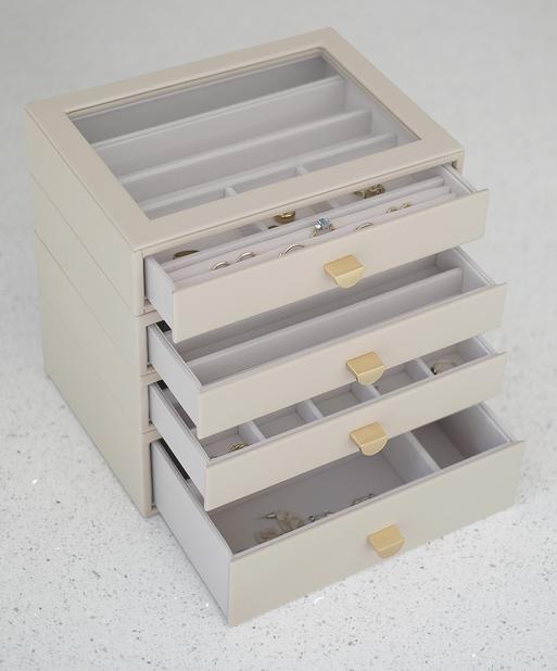 Oatmeal Classic Jewellery Box  - Set of 4 (with drawers)