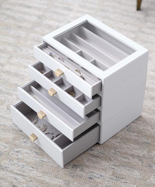 Pebble White Classic Display Jewellery Box Set of 4