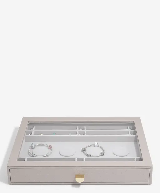 Szkatułka na charmsy Stackers supersize taupe z szufladą i szklaną pokrywką