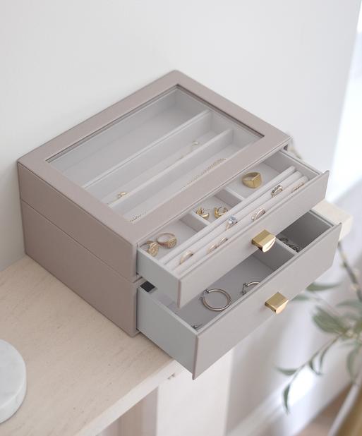 Taupe Classic Jewellery Display Box Set of 2