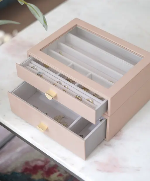 Blush Pink Classic Display Jewellery Box Set of 2