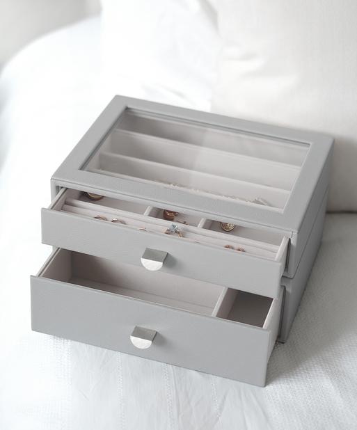 Pebble Grey Classic Display Jewellery Box Set of 2