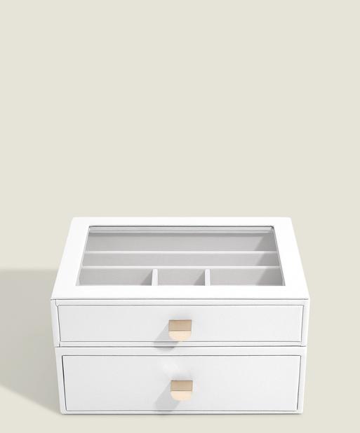 Pebble White Classic Display Jewellery Box Set of 2