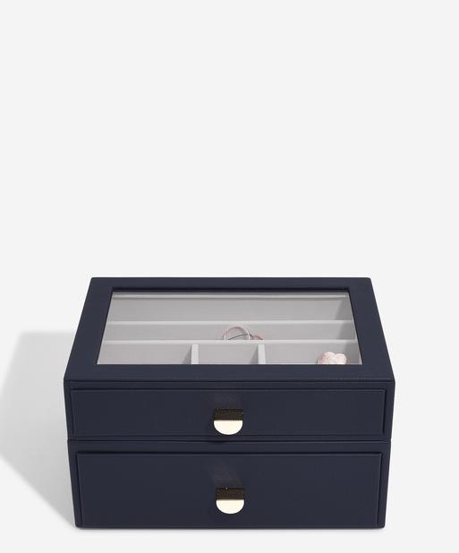 Navy Blue Classic Display Jewellery Box Set of 2