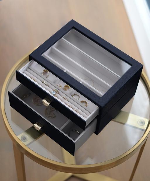 Navy Blue Classic Display Jewellery Box Set of 2