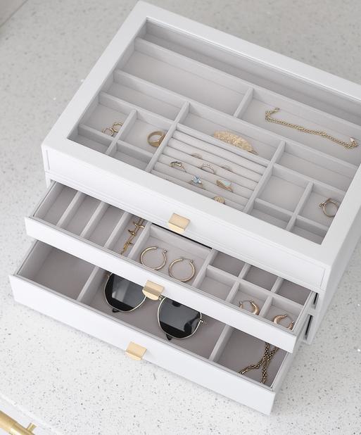 Pebble White Supersize Display Jewellery Box Set of 3 