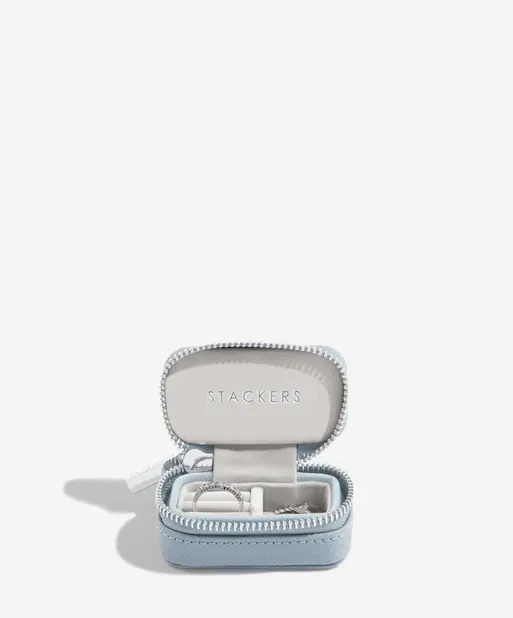 Dusky Blue Petite Zipped Jewellery Box