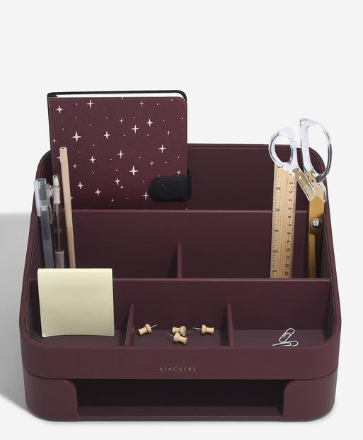 Garnet Red Desk Organiser Set
