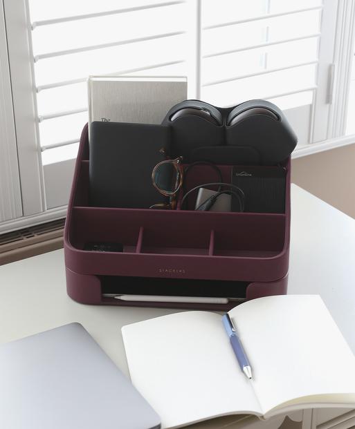 Garnet Red Desk Organiser Set