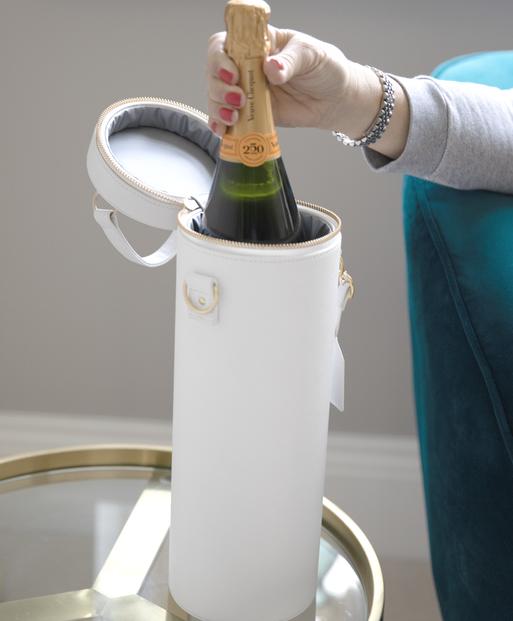 Pebble White Champagne Bottle Bag