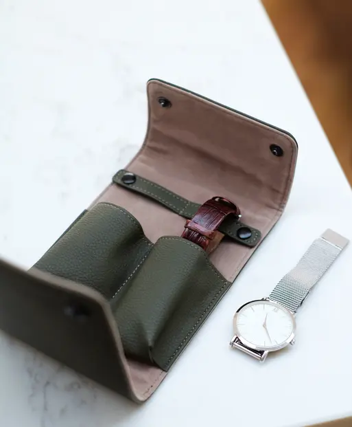 Etui na zegarki Stackers Pebble oliwkowe podwójne