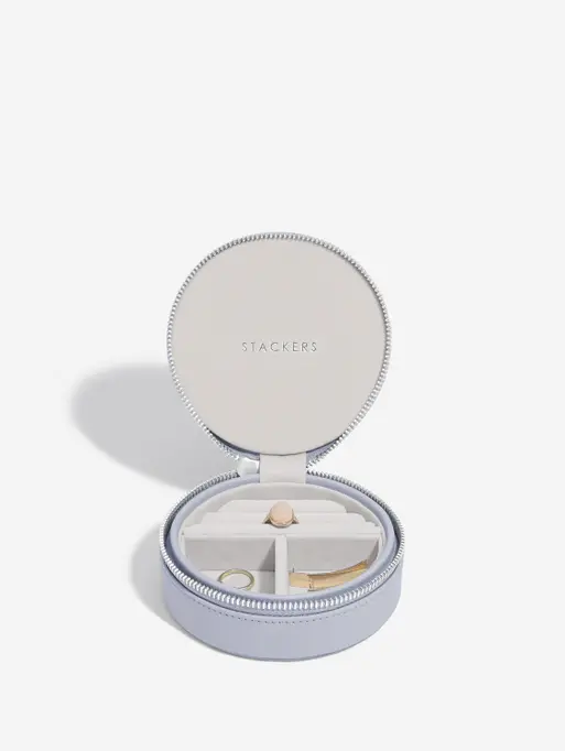 Lavender Round Zipped Jewellery Box