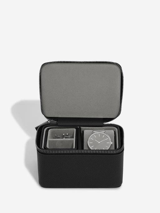 Pebble Black Watch & Cufflink Box