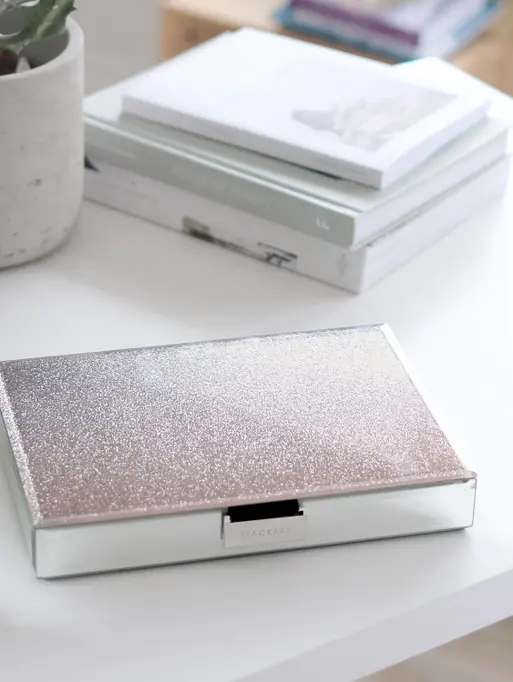 Pink Glass Classic Jewellery Box Lid - Imperfect lining