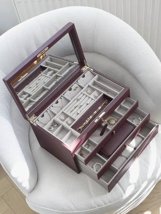 Burgundy Large Luxury Jewellery Box
